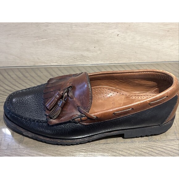 Allen Edmonds Moccasin Loafers Shoes Mens Sz 10 D Leather Black Brown Nashua tas - Picture 7 of 10